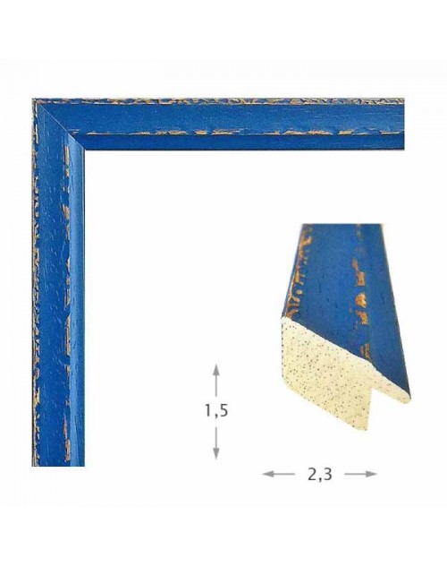 Κορνίζα ξύλινη 2,3 εκ. ανάγλυφη μπλε ντεκαπέ 891-29